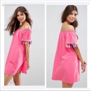 ASOS off shoulder dress w tassels